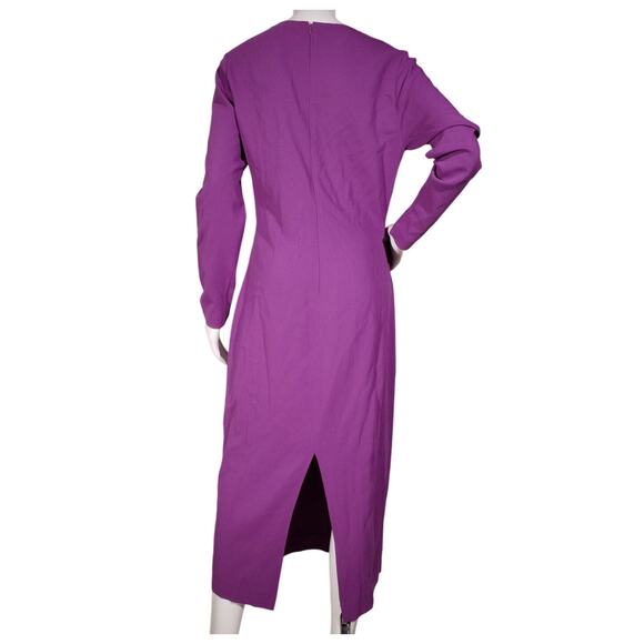 Reiss Long Sleeve Belted Midi Dress | Purple | Size 10 | NWT - Picture 3 of 7